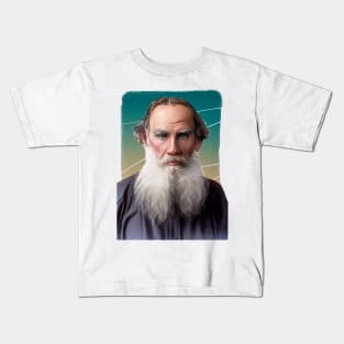 Russian writer Leo Tolstoy illustration Kids T-Shirt